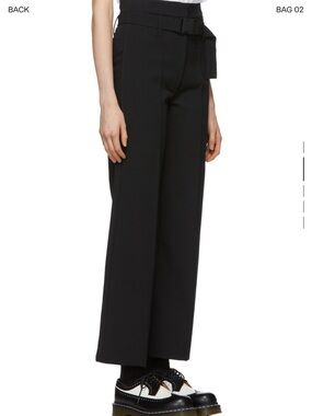 Shushu/Tong Black High-Waist Wide-Leg Trousers with Buckle Belt